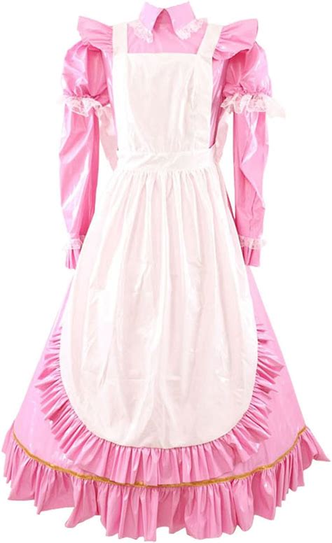 Gocebaby Women Sissy French Lockable Pink Pvc Maid Dress Two Ways Wear