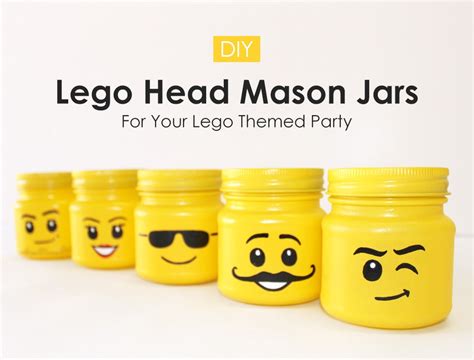 Easy To Diy Lego Head Mason Jars For Your Lego Themed Party Beau Coup Blog
