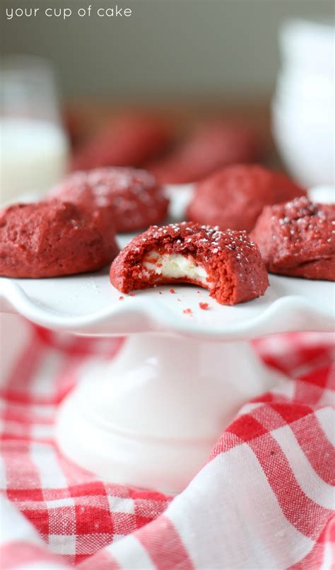 Red Velvet Cookies Filled With Cream Cheese Your Cup Of Cake