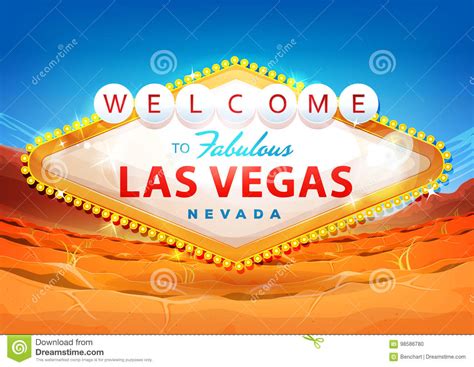 Welcome To Las Vegas Sign On Desert Background Stock Vector