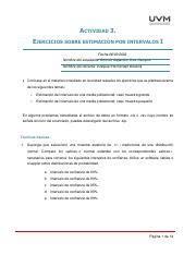 A Aacc Pdf Actividad Ejercicios Sobre Estimaci N Por Intervalos I