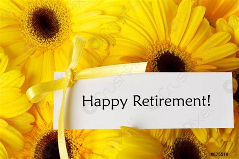 Happy Retirement Card With Yellow Gerberas Stock Photo Crushpixel