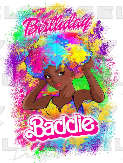 Birthday Baddie Colorful Birthday Image Png Etsy