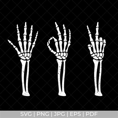 Skeleton Hand Signs Open Hand Wave Okay Peace Sign Funny Etsy