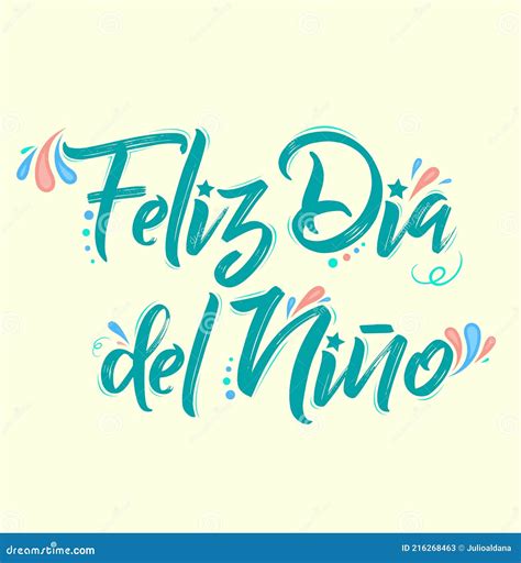 Feliz Dia Del Nino Happy Children Day Spanish Text Vector Design