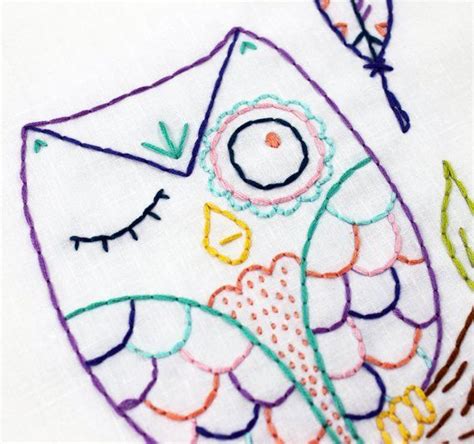 owl hand embroidery pattern digital pattern pdf pattern woodland owl embroidery hoop art