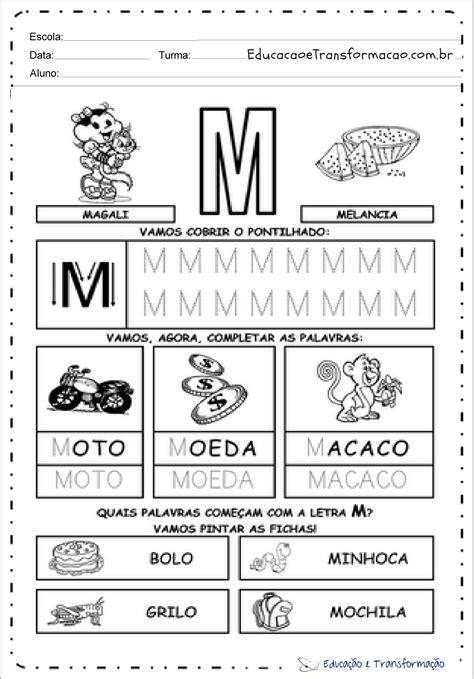 Atividades Educa O Infantil Letra M Learnbraz