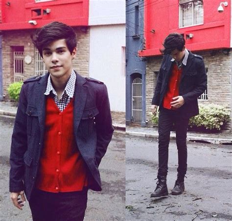 red vest red cardigan gray jacket urban fashion daily fashion mens fashion blue gingham