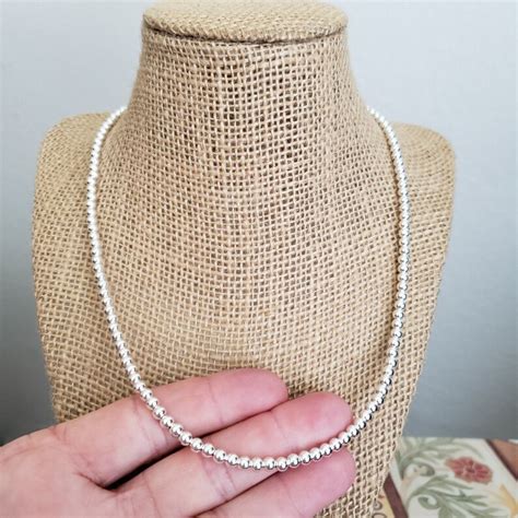 4mm Sterling Silver Bead Necklace 4mm Silver Bead Necklace Etsy