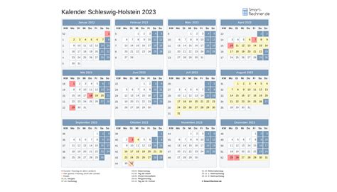 Kalender Schleswig Holstein 2023 Mit Ferien Und Feiertagen