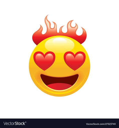 Burn Fire Emoji Icon 3d Face Smile For Love Chat Vector Image