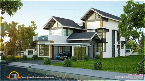 Contemporary Sloping Roof Home Kerala Design Jhmrad 166953