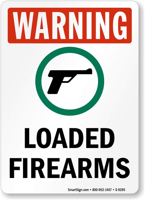 Warning Loaded Firearms Sign SKU S 9295