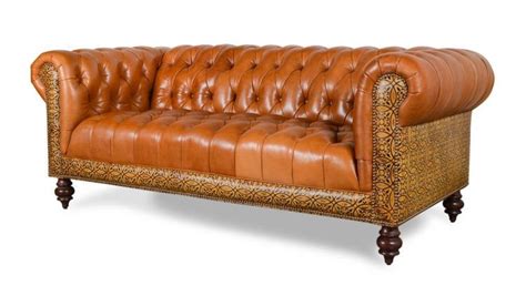 Chelsea Chesterfield Leather Sofa Mont Blanc Sycamore And Embossed