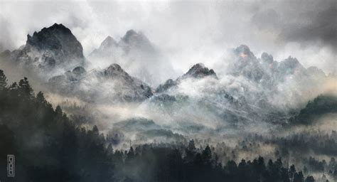Free Download Misty Mountain Peaks Wallpaper Nature Wallpapers 30983