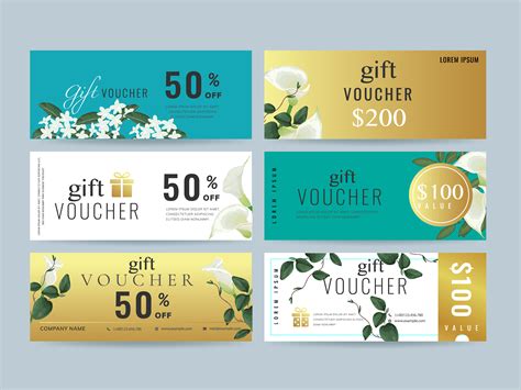 Gift voucher Coupon template collection 667096 Vector Art at Vecteezy