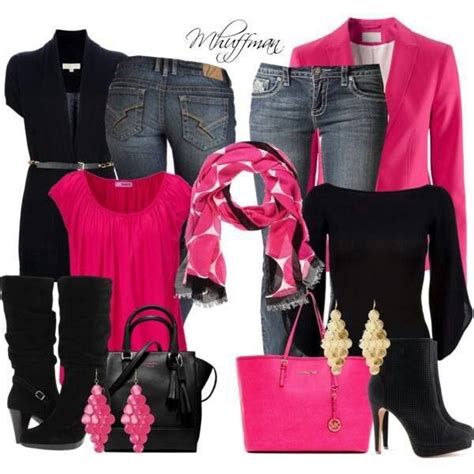 Pink Black And Demin Fashion Casual Fashion Clothes