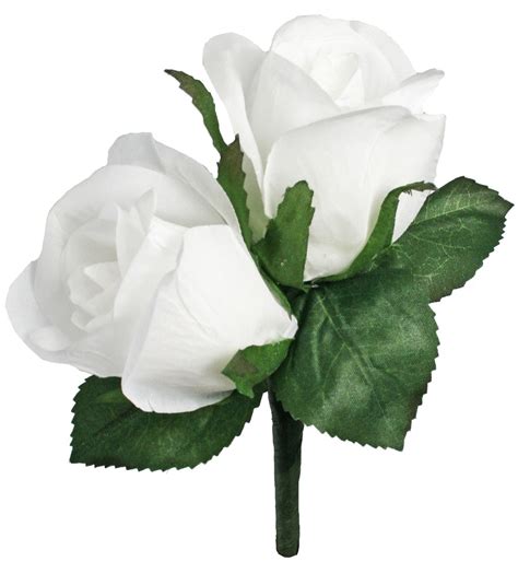 White Silk Rose Double Boutonniere Wedding Groom Boutonniere Prom