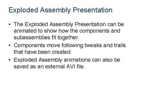 Animating Assembly Models And Exporting Video Exploded Assembly