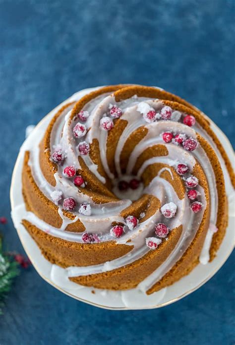 Eggnog Bundt Cake With Rum Glaze And Sugared Cranberries