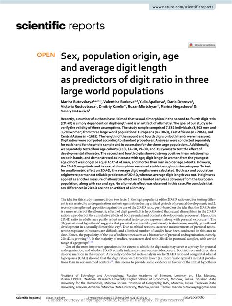 pdf sex population origin age and average digit length as predictors of digit ratio in three
