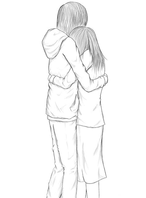 Two People Hugging Drawing Hugging Put Passionate Dekorisori