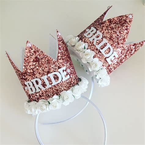 Rose Gold Bride To Be Glitter Crown Bachelorette Crown Rose Gold