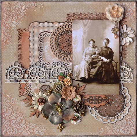 Jenny And Anna ~ Stunning Heritage Page Filled With Texture Love The Modeling Paste Stenciled