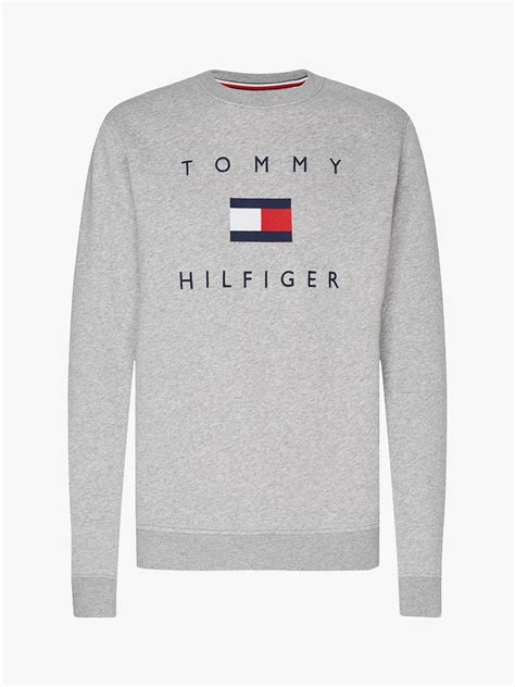Tommy Hilfiger Flag Logo Sweatshirt Medium Grey Heather At John Lewis