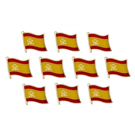 Spain Flag Lapel Pin 05 Spanish Pride Waving Hat Tie Tack Small Badge