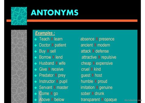 synonyms and antonyms english esl powerpoints