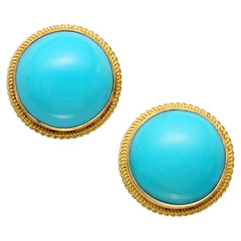 Sleeping Beauty Mine Turquoise 18 Karat Yellow Gold Earrings At 1stDibs