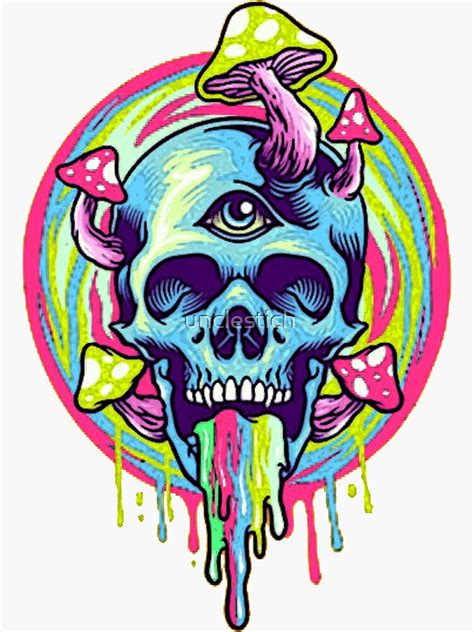 Trippy Mushroom Skull Sticker By Unclestich Artofit