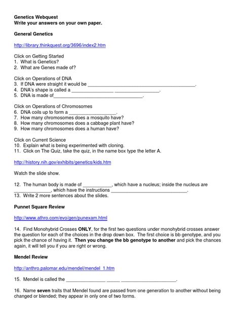 Here is the access download page of dna and mutations webquest answer key pdf, click this link to download or read online genetics webquest | Genetic Disorder | Genetics