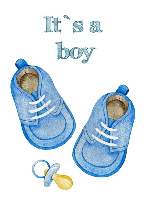 Premium Vector Watercolor Blue Baby Boy Shower Set Its A Boy Theme