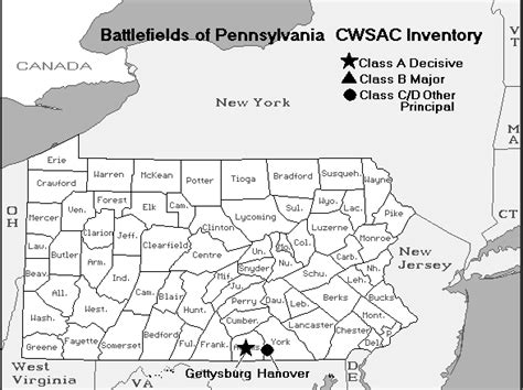 Pennsylvania Civil War Map Of Battles And State Flag