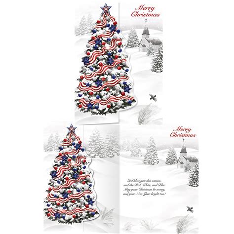 Patriotic Tree Christmas Card Set Of 20 842536150978 Ebay