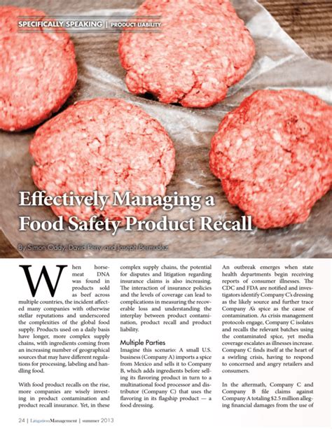 Effectively Managing A Food Safety Product Recall