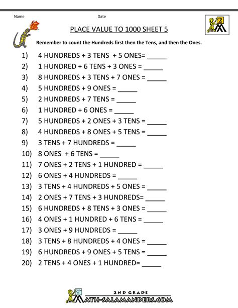 Place Value Printables Printable World Holiday