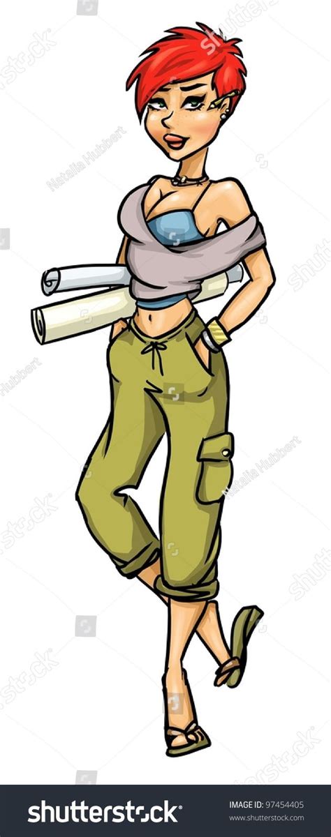Architect Girl With Paper Rolls Sketch Drawing Artist Designer