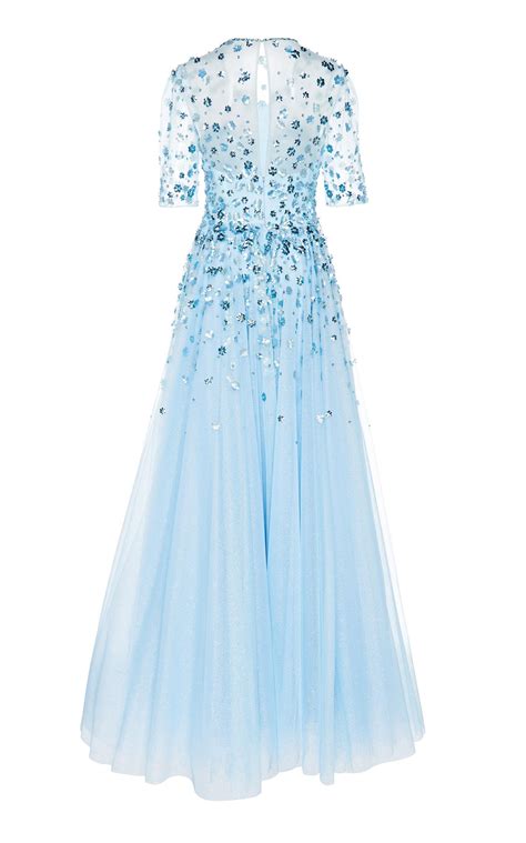 Jenny Packham Appliquéd Tulle Dress in Blue - Lyst