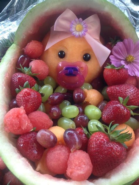 A princess castle fruit tray This is the baby shower fruit baby bassinet I made for a ...
