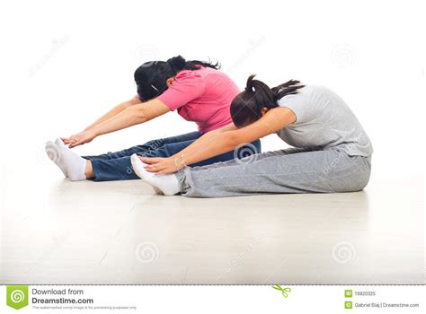 Women Stretching Legs And Arms At Gym Stock Image Image
