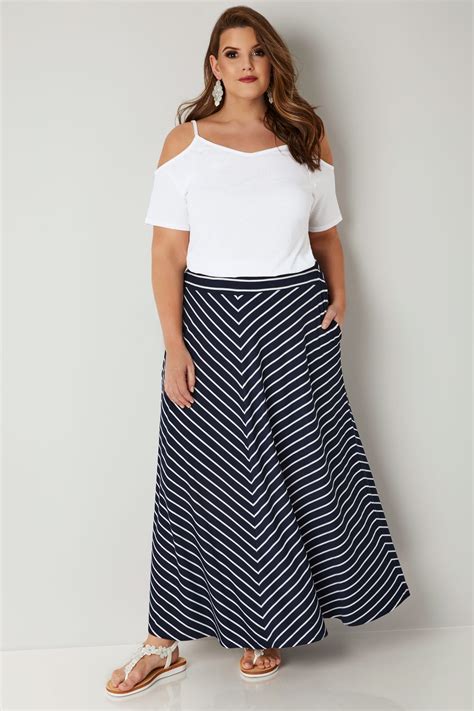 Navy And White Striped Maxi Skirt Plus Size 16 To 36 Maxi Skirt
