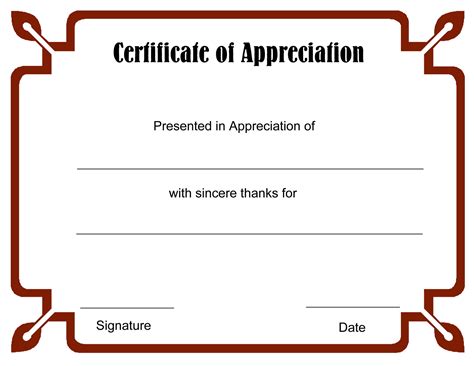 Blank Certificate Of Appreciation Template Free Printable Printable