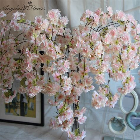 7pcslot Natural Vertical Silk Cherry Blossom Flower Vine Diy Wedding Christmas Decor Cherry