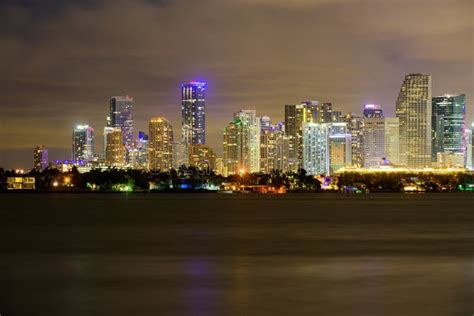 Miami Florida Usa Downtown Cityscape Miami City Night Editorial