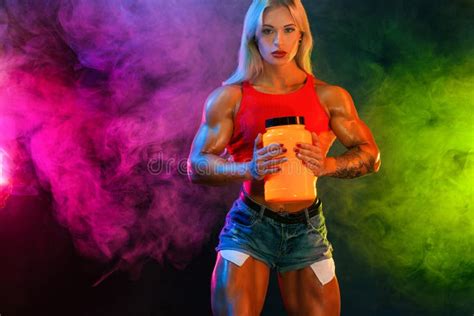 Russian Woman Bodybuilder On Steroids Know How Often Can You Have A Cheat Meal Stock Image