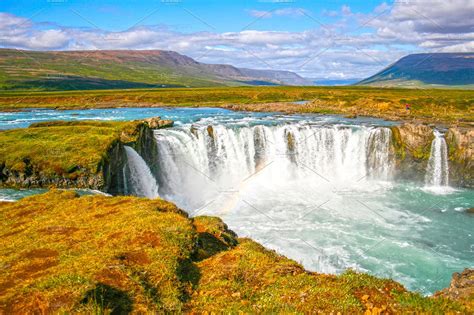 Godafoss Waterfalls In Iceland Stock Photos Creative Market