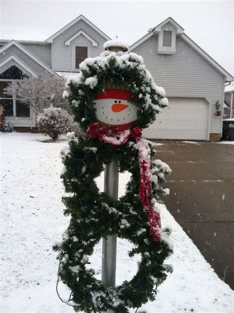 Snowman Wreath For Lamp Post Christmas Door Decorations Christmas